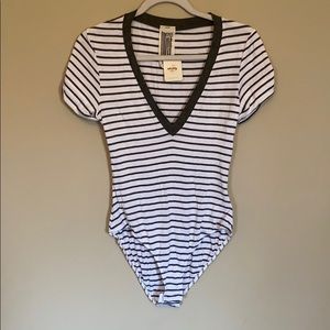 Free People Striped bodysuit